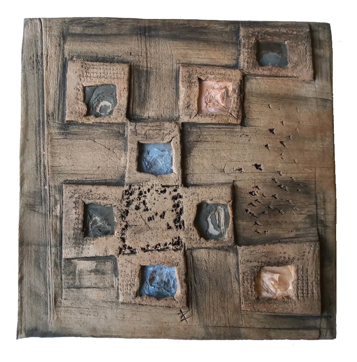 Expressive Cityscapes Relief By Rossitza Trendafilova, 11 X 11", "On The Way", Original Artwork