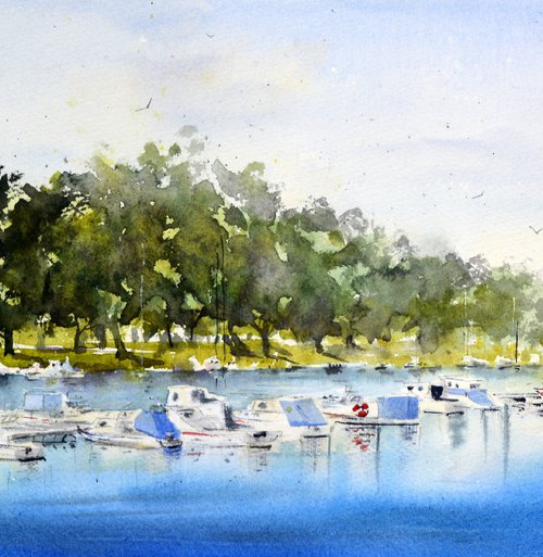 Ada the sea of Belgrade_23x54_2019 by Nenad Kojić watercolorist