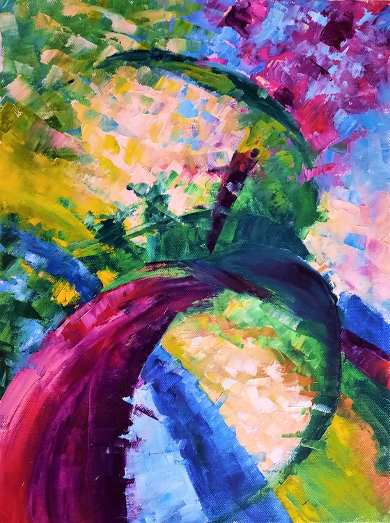 Spring Wind-abstract painting, spring impression, oil painting, home decor, original gift.