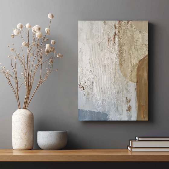 "Fjord 3" Abstract blue brown acrylic art