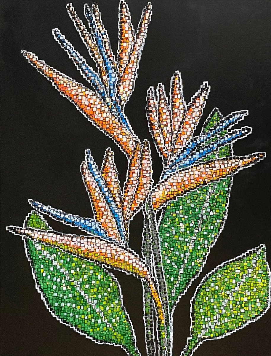 Organic Abstract Acrylic Painting By Carol Zsolt, 32 X 42, Bird Of Paradise - Cz22038, Original Artwork