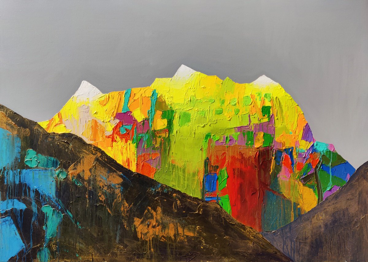 Impressionistic Landscape Acrylic Painting By Abhishek Kumar, 66 X 48, Mystery Of God 6-02, Original Artwork