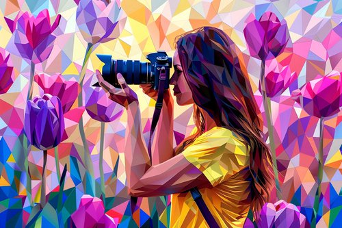 PHOTO ON THE LILAC TULIP FIELD by Maria Tuzhilkina