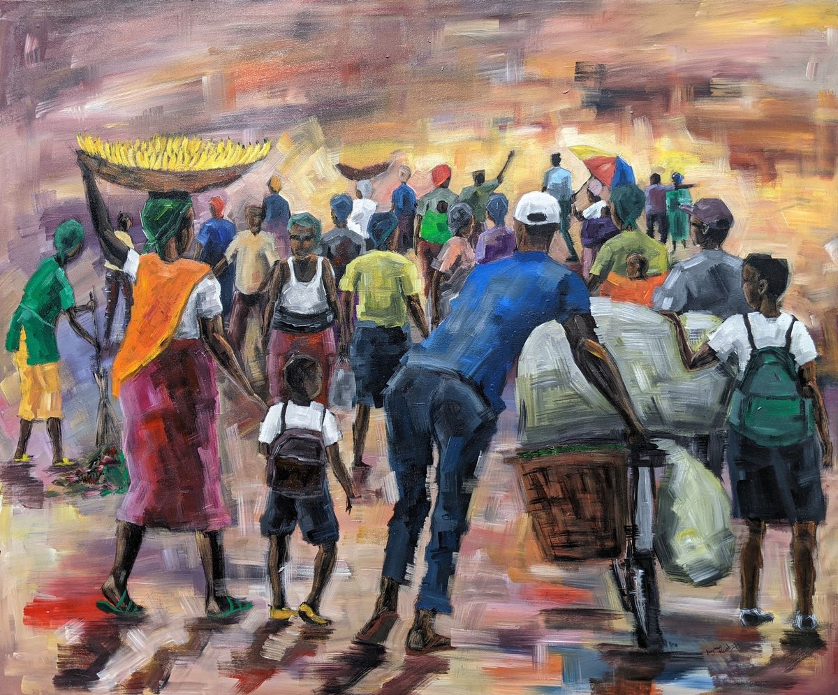 Impressionistic Portrait Acrylic Painting By Bugingo Noah, 39 X 31, Change, Original Artwork