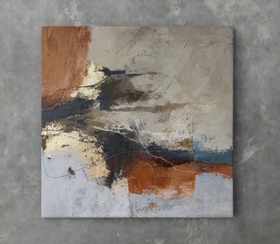 "Orange Flight 2" Brown orange tan abstract
