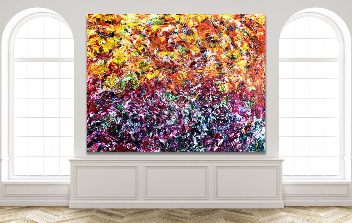 Organic Abstract Acrylic Painting By Estelle Asmodelle, 78 X 60, Sunlight Morning, Original Artwork