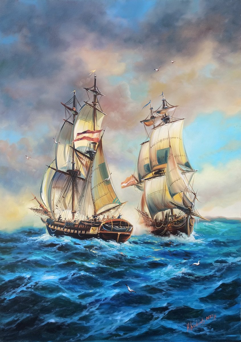 Boats (70x90cm, oil painting) by Harutyun Qochunc