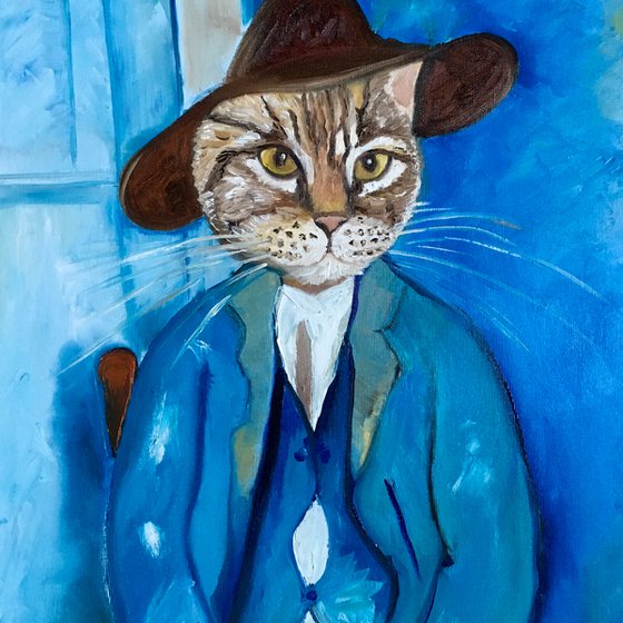 Troy The Cat  Little Peasant  inspired by  portrait  ( 1918) of Amedeo Clemente Modigliani