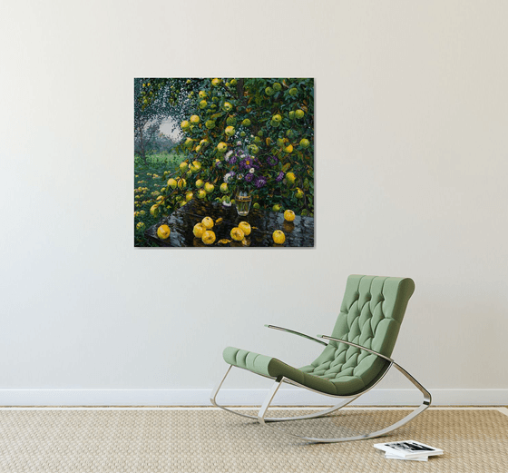 Still Life with Asters and Apples