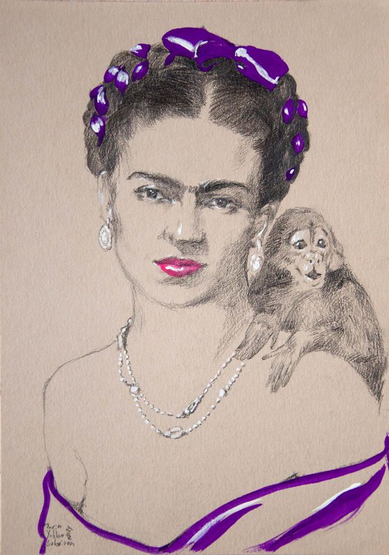 Viva la Frida #3 or Frida with monkey