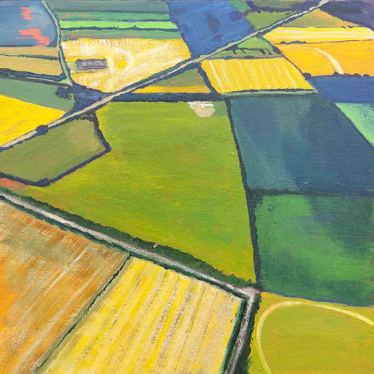 Impressionistic Landscape Acrylic Painting By Km Arts, 15 X 15", Blue Savannah, Original Artwork