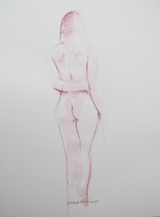 standing female nude back view