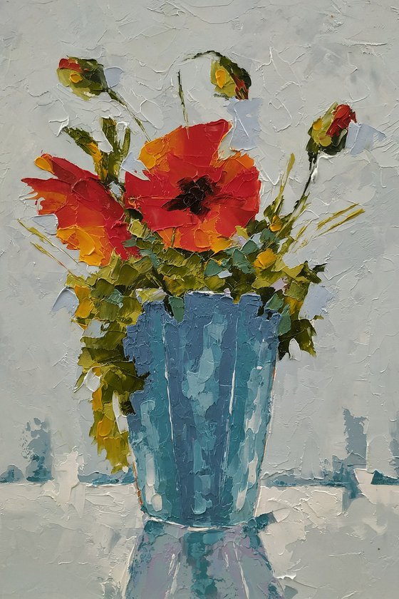 Still life with flower in vase. Gift idea for your love