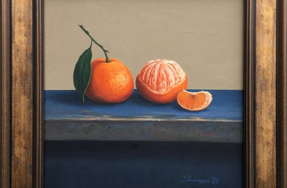Still life-mandarin (25x25cm, oil painting, ready to hang)