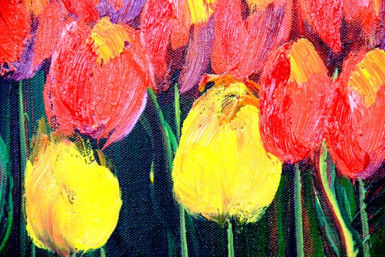 tulips canvas painting Red Abstract Paintings