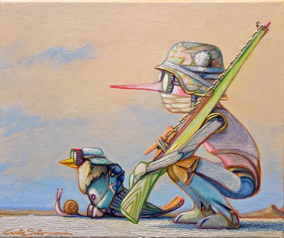 PINOCCHIO AND THE WOODEN RIFLE - ( 25 x 30 cm )