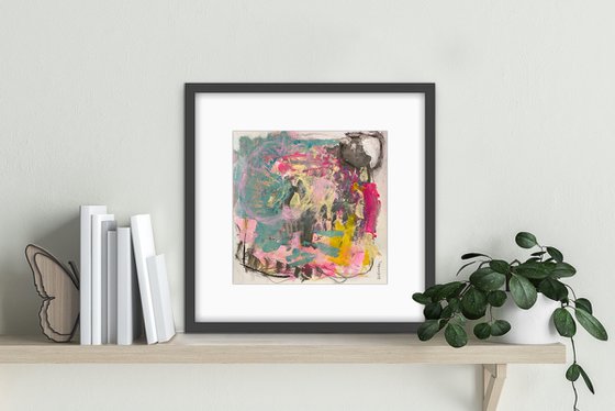 One Too Many Cosmos - textured bold playful small scale abstract pinks greens
