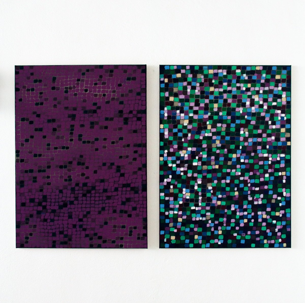 Organic Abstract Oil Painting By Petr Johan Marek, 51 X 35", Abstract Mosaic, Original Artwork