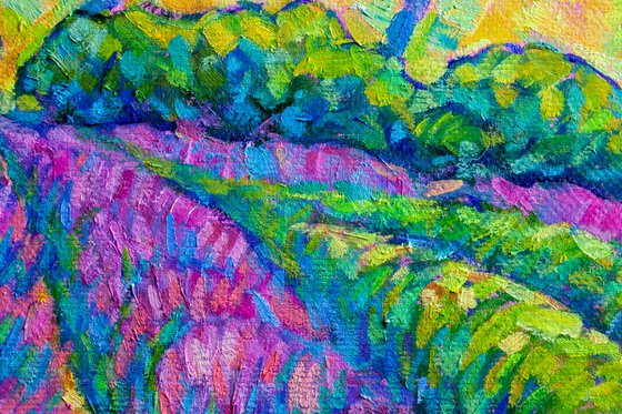 Flower field original oil painting