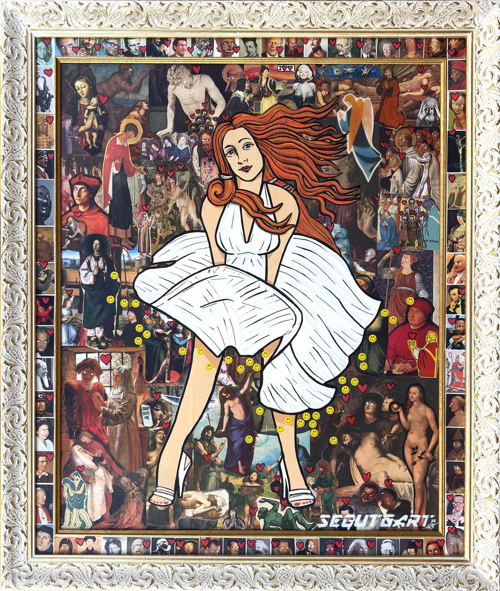 Urban And Pop Portrait Painting By Segutoart, 25 X 29", La Nascita Di Venere, Original Artwork