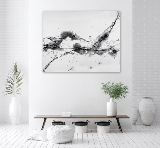 Black and White Energy Abstract Large Contemporary Art
