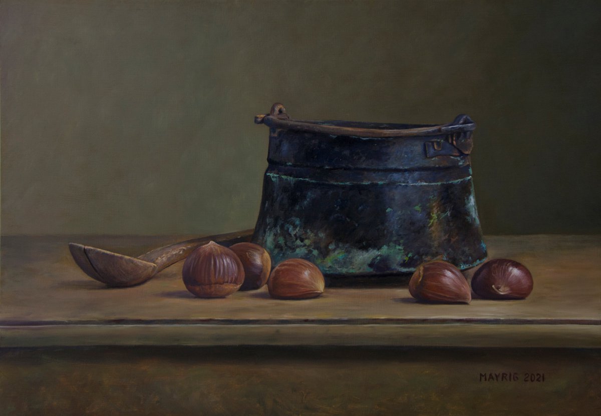 Photorealistic Still Life Oil Painting By Mayrig Simonjan, 20 X 14", Autumn Roast, Original Artwork