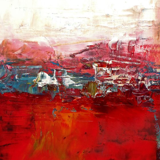 Red Fields - Abstract painting