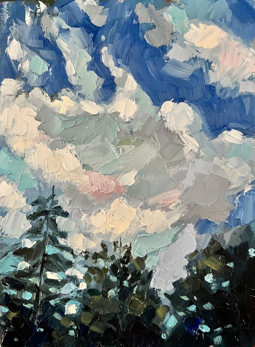 Impressionistic Landscape Oil Painting By Jimmy Leslie, 6 X 8, Above The Void, Original Artwork