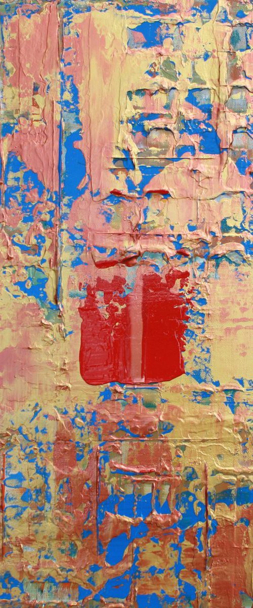 Primitive Asian Gold, Copper, Blue Abstract by Robert Lynn