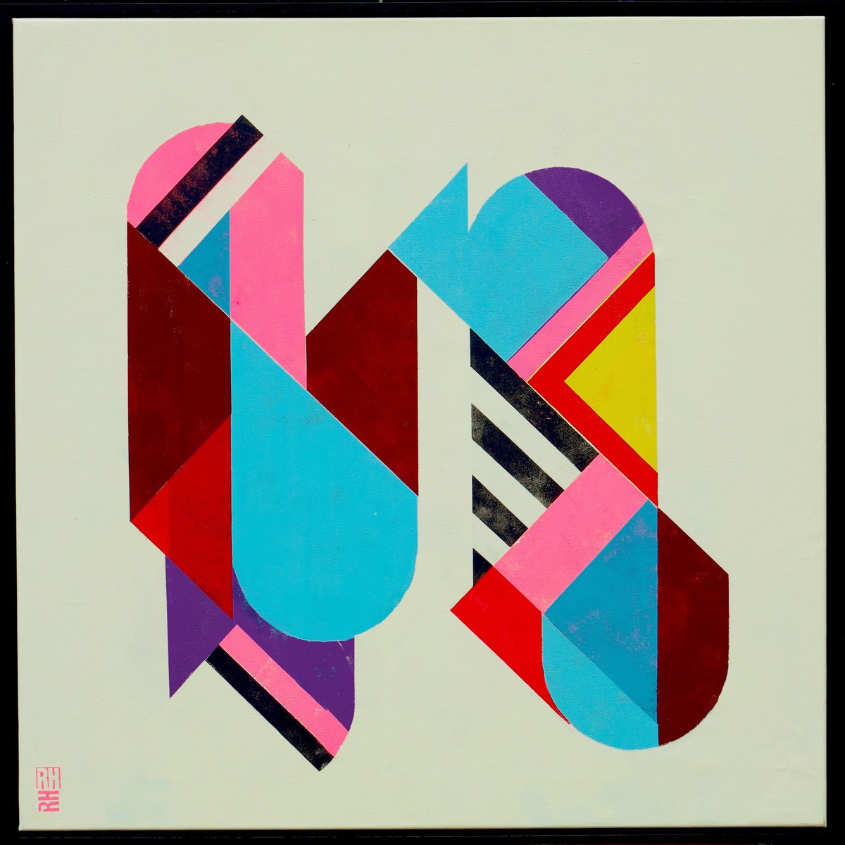 Abstract Acrylic Painting By Ronald Hunter, 37 X 37", Icon #26, Original Artwork