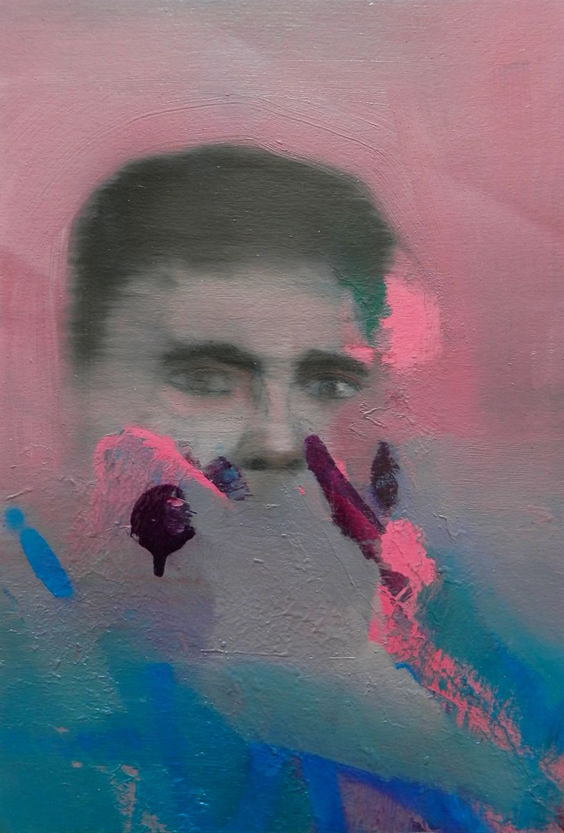 Urban And Pop Portrait Oil Painting By Milos Hronec, 8 X 11", Still Fresh, Original Artwork