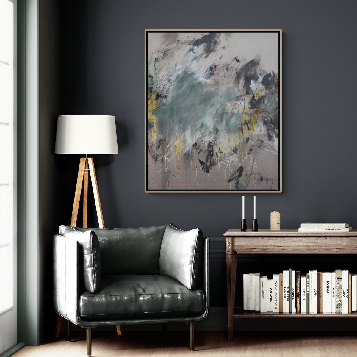 Expressive Abstract Acrylic Painting By Daniela Schweinsberg, 39 X 47, After The Rain, Original Artwork