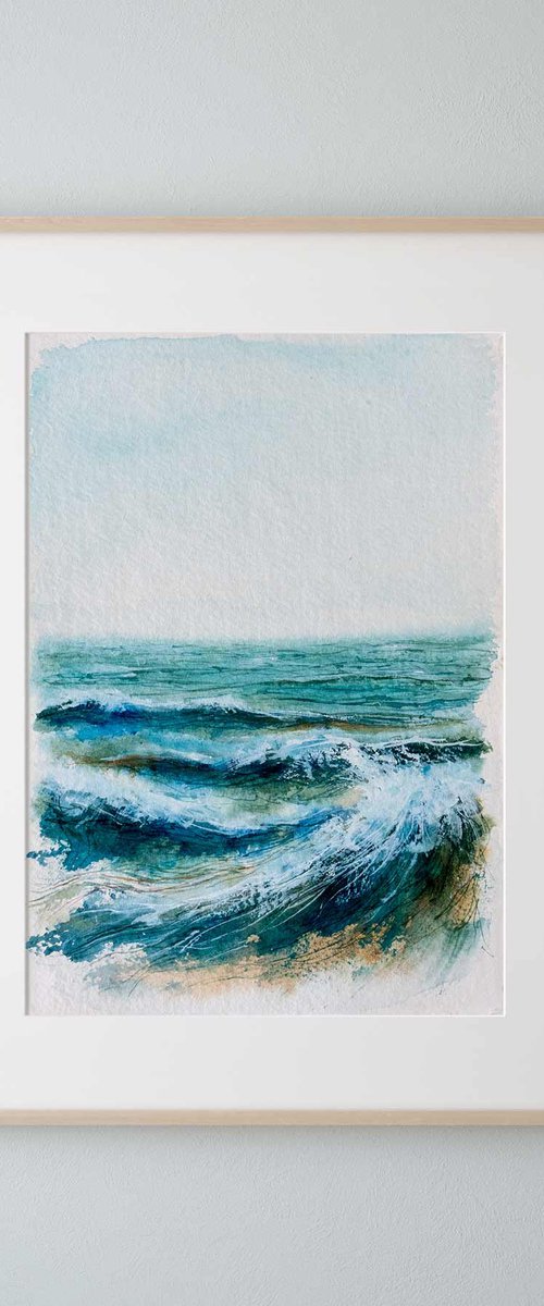 "Ocean Diary from August 9th, 2019" mixed-media painting by Eve Devore