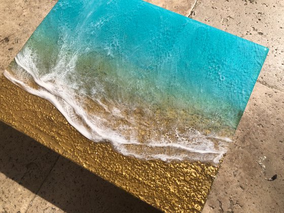 Seascape Teal Waves #49 Seascape beach Painting