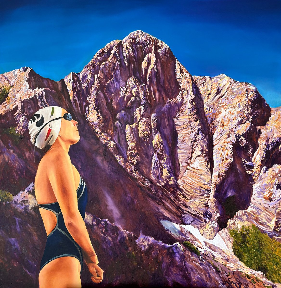 Surrealistic Landscape Oil Painting By Sofia Fresia, 39 X 39", Rising. Summer, Original Artwork