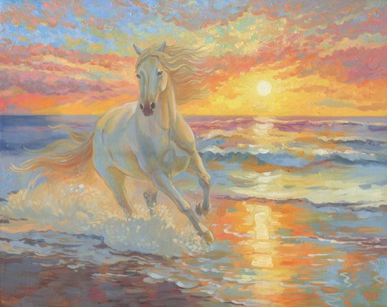 Horse at sunset