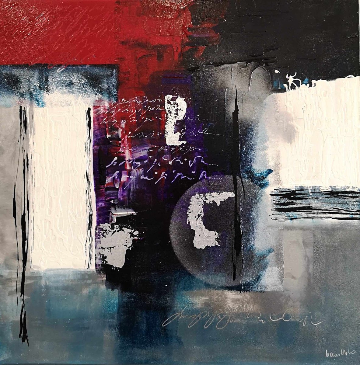 Abstract Acrylic Painting By Ivana Urso, 20 X 20, Suspended Visions Ii, Original Artwork