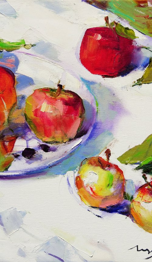 Apples on white by Helen Shukina