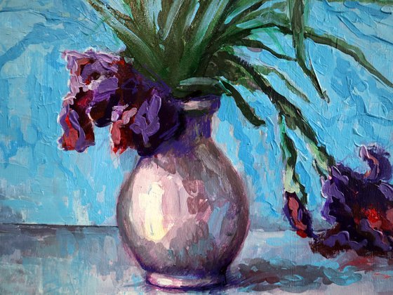 Irises on Blue