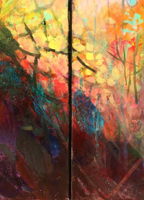 Secret Forest Overjoyed - Diptych by Cheryl Johnson