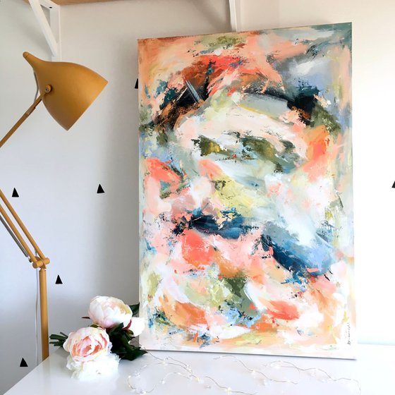 Large Abstract Painting Artwork on Canvas 'Sunday'