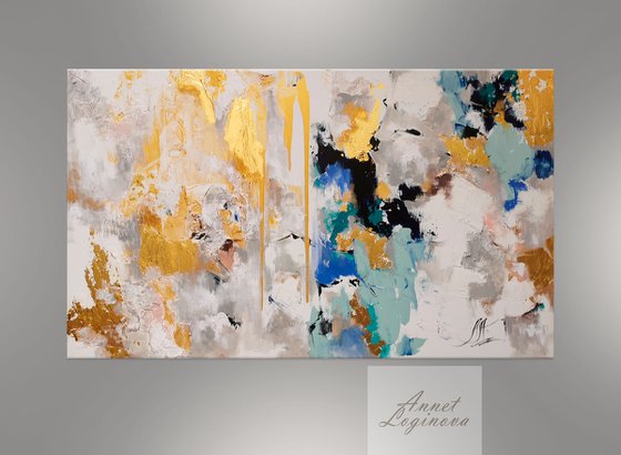 Abstract painting, Gold Blue art