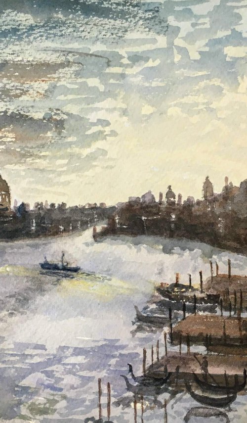 Afternoon light Venice - watercolour painting by Julian Lovegrove Art