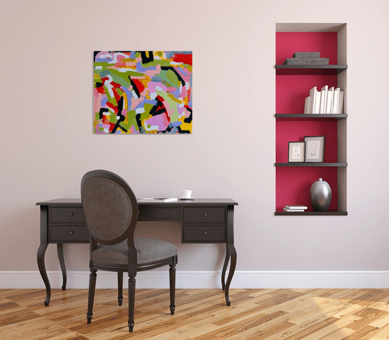 Abstract painting. Pink mood