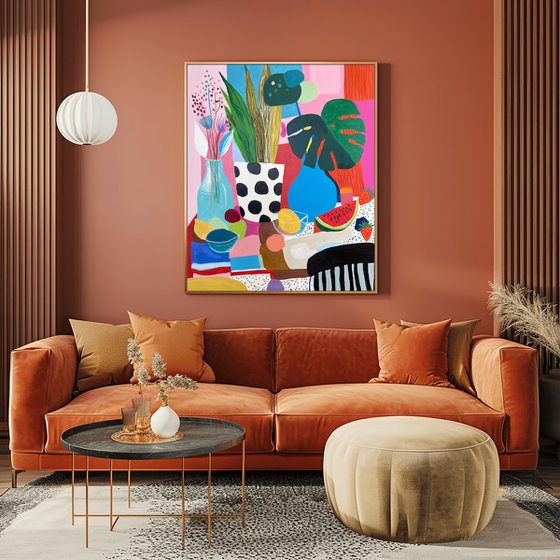 Still Life Watermelon Monstera