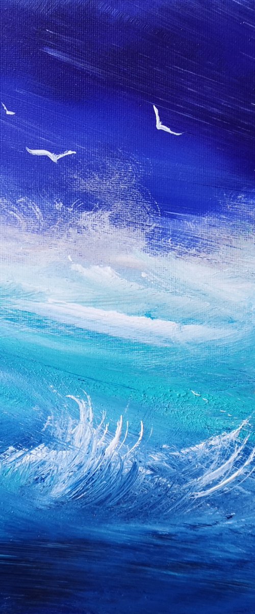 Surf Seas, seascape, blue, small, gorgeous by Mel Graham