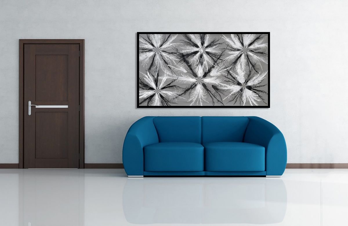 Abstract Acrylic Painting By Sumit Mehndiratta, 61 X 34", Exploflora Series No. 66, Original Artwork