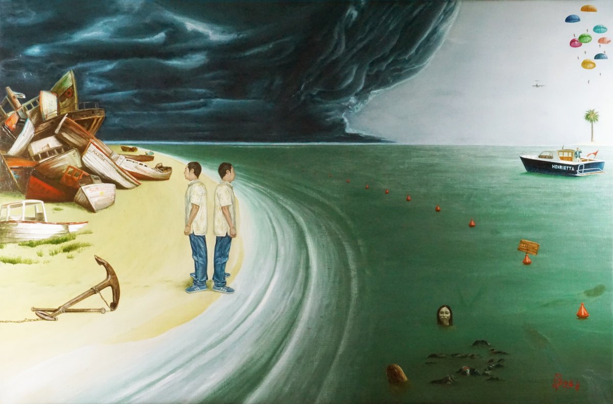 Photorealistic Portrait Oil Painting By Paolo Borile, 47 X 31", On The Shore, Original Artwork