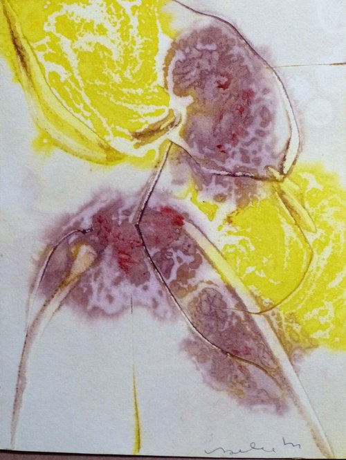 Yellow abstract drawing ES3 by Frederic Belaubre