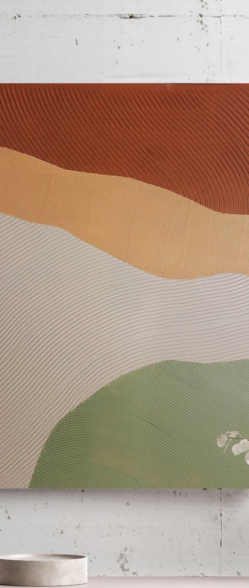 "Field" Green red orange abstract textured by Alex Zy